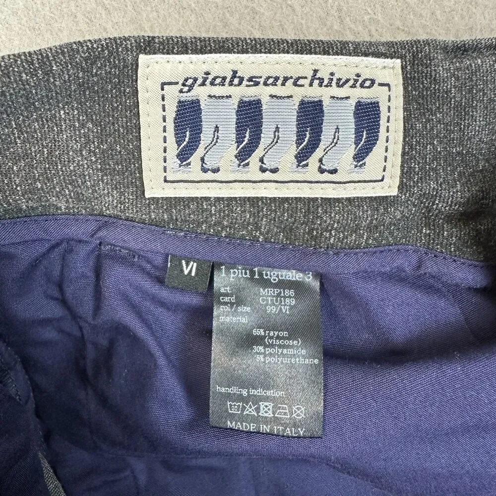 1PIU1UGUALE3 x Giab's Men Size VI Easy Italy Trouser Pants Black Grey Drawstring
